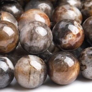 Shop Petrified Wood Beads! Genuine Natural Petrified Wood Jasper Gemstone Beads 7-8MM Brown and Gray Round AAA Quality Loose Beads (104277) | Natural genuine round Petrified Wood beads for beading and jewelry making.  #jewelry #beads #beadedjewelry #diyjewelry #jewelrymaking #beadstore #beading #affiliate #ad