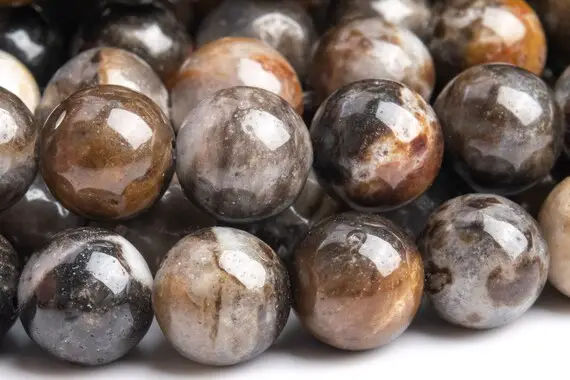 Genuine Natural Petrified Wood Jasper Gemstone Beads 7-8mm Brown And Gray Round Aaa Quality Loose Beads (104277)