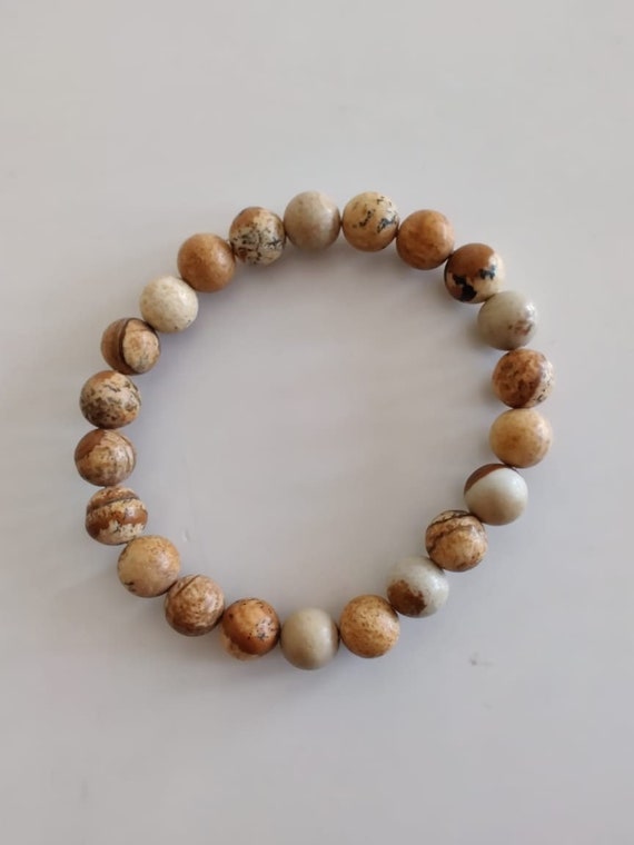 Natural Picture Jasper Bracelet 8mm Aaa Quility Bead Bracelet Healing Stone Round Beads. Round Gemstone Beads.