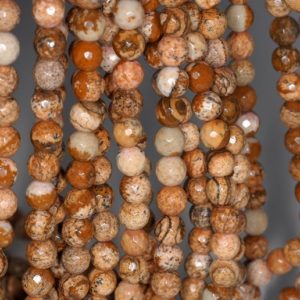 Shop Picture Jasper Faceted Beads! 6mm Vast Desert Picture Jasper Gemstone Grade A Brown Faceted Round Loose Beads 15.5 inch Full Strand (90190660-246) | Natural genuine faceted Picture Jasper beads for beading and jewelry making.  #jewelry #beads #beadedjewelry #diyjewelry #jewelrymaking #beadstore #beading #affiliate #ad