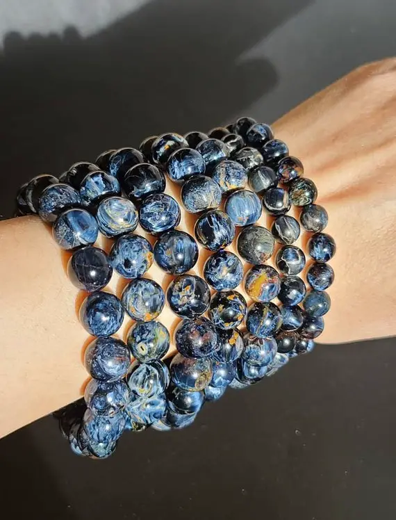 Pietersite Bracelet, Pietersite Meditation Beads, Healing Third Eye Chakra Crystal, Thunder Stone, Protective Crystal, Healing Pietersite