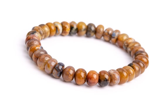 Only One 8-9x3-6mm Pietersite Beads Yellow Brown Bracelet Grade Aa Genuine Natural Rondelle Gemstone 7" (118534h-4039)