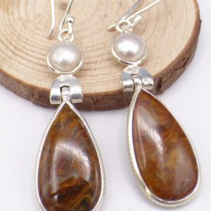 Shop Pietersite Earrings! Pietersite earrings and pearl silver 925, jewelry pietersite pearl, natural stone chakra minerals lithotherapy care XV133.8 | Natural genuine Pietersite earrings. Buy crystal jewelry, handmade handcrafted artisan jewelry for women.  Unique handmade gift ideas. #jewelry #beadedearrings #beadedjewelry #gift #shopping #handmadejewelry #fashion #style #product #earrings #affiliate #ad