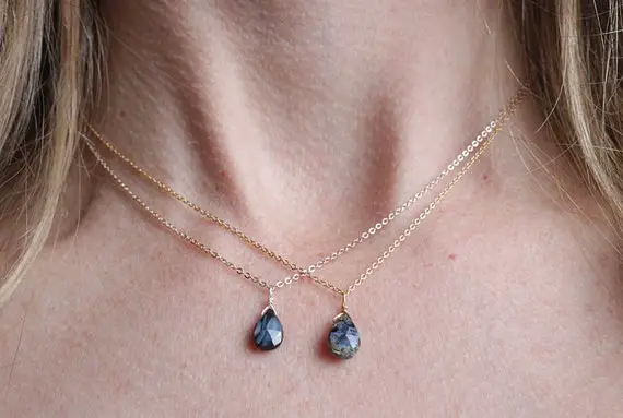 Pietersite Necklace, Black Gemstone Healing Jewelry, Pietersite Jewelry, Tear Drop Necklace, Black Stone Necklace