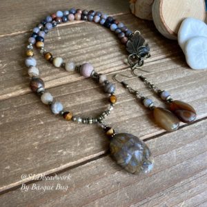 Shop Pietersite Necklaces! Pietersite necklace set stone necklace earrings set Petrified wood crystal handmade boho set bronze gift western unique jewelry for women 20 | Natural genuine Pietersite necklaces. Buy crystal jewelry, handmade handcrafted artisan jewelry for women.  Unique handmade gift ideas. #jewelry #beadednecklaces #beadedjewelry #gift #shopping #handmadejewelry #fashion #style #product #necklaces #affiliate #ad