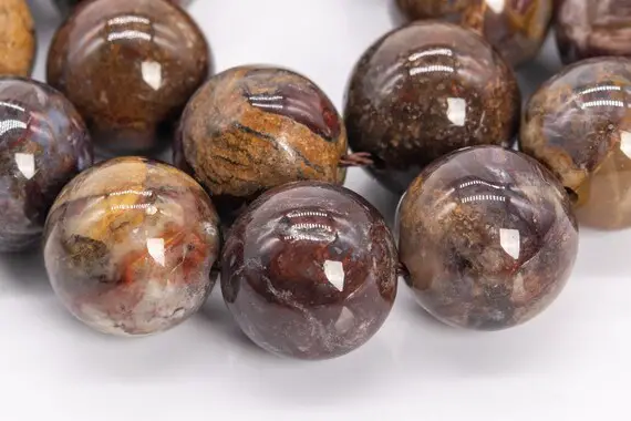 Genuine Natural Colombian Pietersite Gemstone Beads 11mm Brown Round Aa Quality Loose Beads (111981)