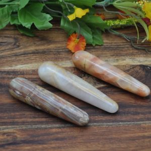 Shop Onyx Stones & Crystals! Pink Onyx Massage Wand | Crystal Healing Wand | Soothing & Calming Massage | Spa Massage Wand | Stress Reliever | Healing Tool | 4" | Natural genuine stones & crystals in various shapes & sizes. Buy raw cut, tumbled, or polished gemstones for making jewelry or crystal healing energy vibration raising reiki stones. #crystals #gemstones #crystalhealing #crystalsandgemstones #energyhealing #affiliate #ad