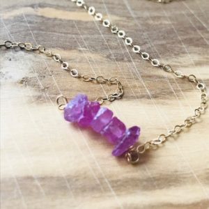 Shop Pink Sapphire Necklaces! Raw Sapphire Necklace Pink Sapphire Necklace Gemstone Necklace Natural Sapphire Necklace September Birthstone Genuine Sapphire Necklace | Natural genuine Pink Sapphire necklaces. Buy crystal jewelry, handmade handcrafted artisan jewelry for women.  Unique handmade gift ideas. #jewelry #beadednecklaces #beadedjewelry #gift #shopping #handmadejewelry #fashion #style #product #necklaces #affiliate #ad