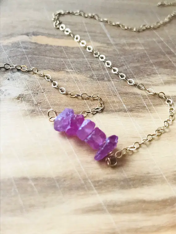Raw Sapphire Necklace Pink Sapphire Necklace Gemstone Necklace Natural Sapphire Necklace September Birthstone Genuine Sapphire Necklace