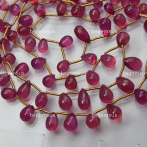 Shop Pink Sapphire Beads! 10 Beads, finest Quality, natural Pink Sapphire Smooth Drops Shaped Briolette, size 6-8mm | Natural genuine other-shape Pink Sapphire beads for beading and jewelry making.  #jewelry #beads #beadedjewelry #diyjewelry #jewelrymaking #beadstore #beading #affiliate #ad