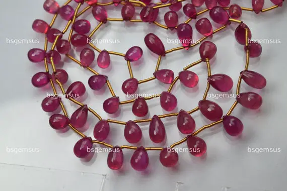 10 Beads,finest Quality,natural Pink Sapphire Smooth Drops Shaped Briolette,size 6-8mm