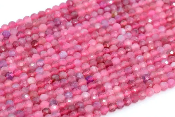 3mm Pink Tourmaline Beads Brazil Grade Aaa Genuine Natural Gemstone Full Strand Faceted Round Loose Beads 15" Bulk Lot Options (107630-2493)