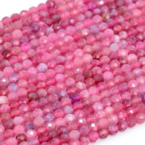 Shop Pink Tourmaline Beads! 3MM Pink Tourmaline Beads Brazil Grade AAA Genuine Natural Gemstone Full Strand Faceted Round Loose Beads 15" Bulk Lot Options (107630-2493) | Natural genuine beads Pink Tourmaline beads for beading and jewelry making.  #jewelry #beads #beadedjewelry #diyjewelry #jewelrymaking #beadstore #beading #affiliate #ad