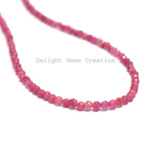 Classic Pink Tourmaline Faceted Round Shape Beaded Necklace,925 Sterling Silver Necklace,3-3.5mm Pink Tourmaline Round Necklace,Wedding Gift | Natural genuine Pink Tourmaline necklaces. Buy handcrafted artisan wedding jewelry.  Unique handmade bridal jewelry gift ideas. #jewelry #beadednecklaces #gift #crystaljewelry #shopping #handmadejewelry #wedding #bridal #necklaces #affiliate #ad