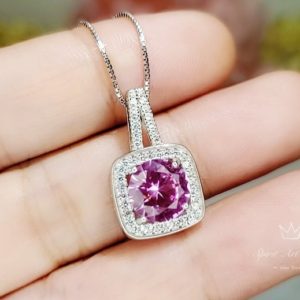 Shop Pink Tourmaline Pendants! Sterling Silver Pink Tourmaline Necklace – 18KGP @ Sterling Silver – Square Pink Tourmaline Pendant #144 | Natural genuine Pink Tourmaline pendants. Buy crystal jewelry, handmade handcrafted artisan jewelry for women.  Unique handmade gift ideas. #jewelry #beadedpendants #beadedjewelry #gift #shopping #handmadejewelry #fashion #style #product #pendants #affiliate #ad
