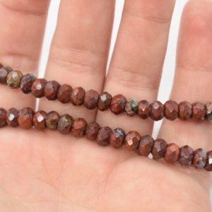 Shop Red Jasper Faceted Beads! Poppy Jasper (Natural) A Grade, Faceted Rondelle Gemstone Beads – 6mm (15" Strand) Red Gemstone Beads to Make Jewelry with, Roundel Beads | Natural genuine faceted Red Jasper beads for beading and jewelry making.  #jewelry #beads #beadedjewelry #diyjewelry #jewelrymaking #beadstore #beading #affiliate #ad