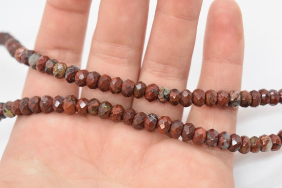 Poppy Jasper (natural) A Grade, Faceted Rondelle Gemstone Beads - 6mm (15" Strand) Red Gemstone Beads To Make Jewelry With, Roundel Beads
