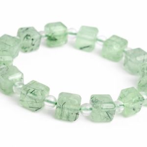 Shop Prehnite Bracelets! 8-9MM Epidote In Prehnite Beads Light Green Bracelet Grade AAA Genuine Natural Beveled Edge Faceted Cube Gemstone 7.5" (118513h-4038) | Natural genuine Prehnite bracelets. Buy crystal jewelry, handmade handcrafted artisan jewelry for women.  Unique handmade gift ideas. #jewelry #beadedbracelets #beadedjewelry #gift #shopping #handmadejewelry #fashion #style #product #bracelets #affiliate #ad