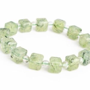 Shop Prehnite Bracelets! 8-9MM Epidote In Prehnite Beads Yellow Green Bracelet Grade AAA Genuine Natural Beveled Edge Faceted Cube Gemstone 7.5" (118511h-4038) | Natural genuine Prehnite bracelets. Buy crystal jewelry, handmade handcrafted artisan jewelry for women.  Unique handmade gift ideas. #jewelry #beadedbracelets #beadedjewelry #gift #shopping #handmadejewelry #fashion #style #product #bracelets #affiliate #ad