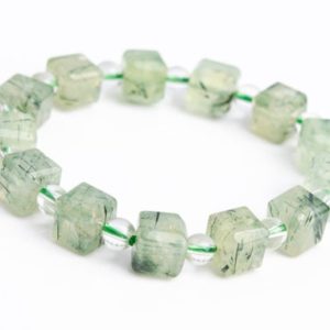 Shop Prehnite Bracelets! 9-10MM Epidote In Prehnite Beads Light Green Bracelet Grade AAA Genuine Natural Beveled Edge Faceted Cube Gemstone 7.5" (118507h-4038) | Natural genuine Prehnite bracelets. Buy crystal jewelry, handmade handcrafted artisan jewelry for women.  Unique handmade gift ideas. #jewelry #beadedbracelets #beadedjewelry #gift #shopping #handmadejewelry #fashion #style #product #bracelets #affiliate #ad