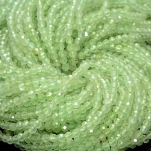 Shop Prehnite Faceted Beads! 3MM Prehnite Gemstone Light Green Micro Faceted Round Grade Aaa Beads 15.5inch WHOLESALE (80010130-A196) | Natural genuine faceted Prehnite beads for beading and jewelry making.  #jewelry #beads #beadedjewelry #diyjewelry #jewelrymaking #beadstore #beading #affiliate #ad