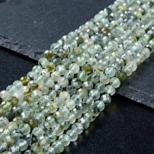 Shop Prehnite Faceted Beads! 5-6MM Natural Prehnite Gemstone Grade A Micro Faceted Round Beads 15.5 inch Full Strand (80009450-P33) | Natural genuine faceted Prehnite beads for beading and jewelry making.  #jewelry #beads #beadedjewelry #diyjewelry #jewelrymaking #beadstore #beading #affiliate #ad