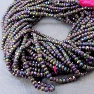 Shop Pyrite Beads! Pyrite Beads – 1 STRAND- 4mm Titanium Treated Purple Pyrite Rondelle Beads (S25B21-07) | Natural genuine beads Pyrite beads for beading and jewelry making.  #jewelry #beads #beadedjewelry #diyjewelry #jewelrymaking #beadstore #beading #affiliate #ad