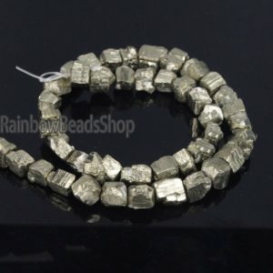 Shop Pyrite Chip & Nugget Beads! Iron pyrite cutting freeformed nugget bead, 6-8mm gemstone spacer jewelry loose beads, 15.5'' inch strand | Natural genuine chip Pyrite beads for beading and jewelry making.  #jewelry #beads #beadedjewelry #diyjewelry #jewelrymaking #beadstore #beading #affiliate #ad