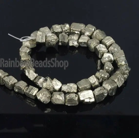 Iron Pyrite Cutting Freeformed Nugget Bead, 6-8mm Gemstone Spacer Jewelry Loose Beads, 15.5'' Inch Strand