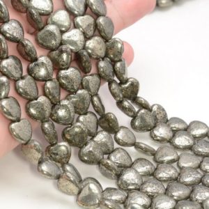 Shop Pyrite Bead Shapes! 12mm Palazzo Iron Pyrite Gemstone Puffed Love Heart 12mm Loose Beads 15.5 inch  Full Strand (90144942-404) | Natural genuine other-shape Pyrite beads for beading and jewelry making.  #jewelry #beads #beadedjewelry #diyjewelry #jewelrymaking #beadstore #beading #affiliate #ad
