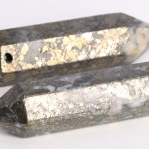 Shop Pyrite Beads! 2 Pcs – 30x8MM Copper Pyrite Beads Healing Hexagonal Pointed Grade AAA Genuine Natural Loose Beads (105000) | Natural genuine beads Pyrite beads for beading and jewelry making.  #jewelry #beads #beadedjewelry #diyjewelry #jewelrymaking #beadstore #beading #affiliate #ad