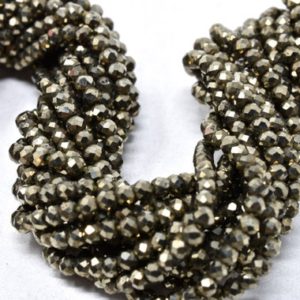 Shop Pyrite Rondelle Beads! Pyrite Rondelle Beads, 2.5 mm Gemstone Beads, 13" Strand, Gorgeous Micro Faceted Rondelles, Jewelry Making Supplies | Natural genuine rondelle Pyrite beads for beading and jewelry making.  #jewelry #beads #beadedjewelry #diyjewelry #jewelrymaking #beadstore #beading #affiliate #ad