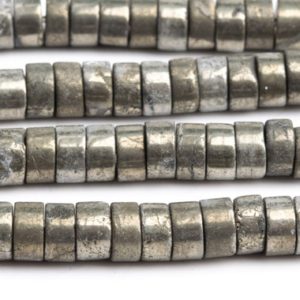 Shop Pyrite Rondelle Beads! Genuine Natural Pyrite Gemstone Beads 6x4MM Copper Rondelle Slice AAA Quality Loose Beads (104646) | Natural genuine rondelle Pyrite beads for beading and jewelry making.  #jewelry #beads #beadedjewelry #diyjewelry #jewelrymaking #beadstore #beading #affiliate #ad