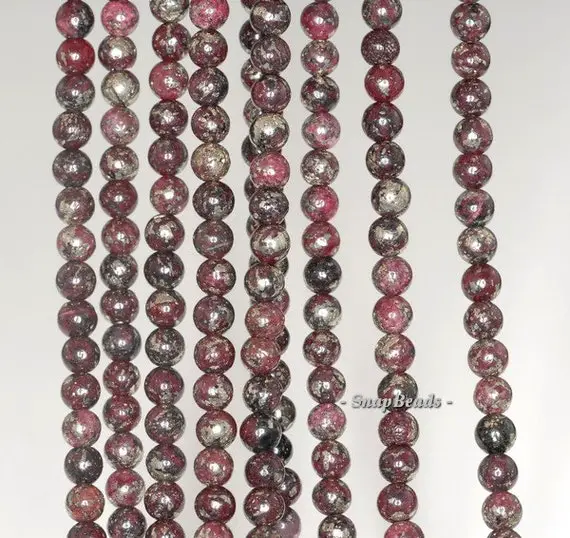 4mm Red Iron Pyrite Intrusion Gemstone Grade A Round 4mm Loose Beads 15.5 Inch Full Strand (90191052-180)