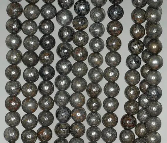 6mm Grey Pyrite Gemstone Grade Ab Round Loose Beads 15.5 Inch Full Strand (90187358-718)