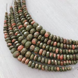 Shop Unakite Rondelle Beads! Quality natural unakite graduated 4mm—10mm faceted rondelles 5 inches 35 beads gemstone for jewelry making GS360 | Natural genuine rondelle Unakite beads for beading and jewelry making.  #jewelry #beads #beadedjewelry #diyjewelry #jewelrymaking #beadstore #beading #affiliate #ad