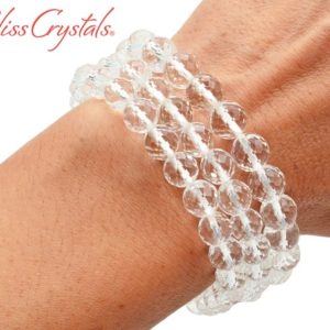 Shop Quartz Crystal Bracelets! 1 CLEAR QUARTZ Stretch Bracelet, 8 mm Faceted Beaded Crystal Jewerly #CB31 | Natural genuine Quartz bracelets. Buy crystal jewelry, handmade handcrafted artisan jewelry for women.  Unique handmade gift ideas. #jewelry #beadedbracelets #beadedjewelry #gift #shopping #handmadejewelry #fashion #style #product #bracelets #affiliate #ad
