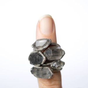 TIBETAN crystal ring | Raw anthraxolite crystal ring | Double terminated quartz ring | Crystal quartz ring | Rough stone ring | | Natural genuine Gemstone rings, simple unique handcrafted gemstone rings. #rings #jewelry #shopping #gift #handmade #fashion #style #affiliate #ad
