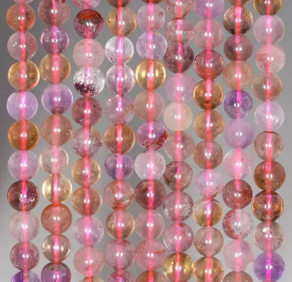 5mm Rare Auralite 23 Cacoxenite Grade Aa Purple Pink Red Meditation Quartz Round Loose Beads 15.5" Full Strand (80004739-450)