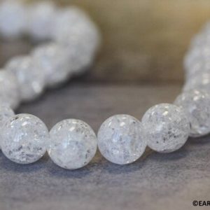 Shop Quartz Crystal Round Beads! L/ Cracked Crystal 16mm/ 18mm Smooth Round beads 16" strand Grade A+ Nice quality clear quartz large beads for jewelry making | Natural genuine round Quartz beads for beading and jewelry making.  #jewelry #beads #beadedjewelry #diyjewelry #jewelrymaking #beadstore #beading #affiliate #ad