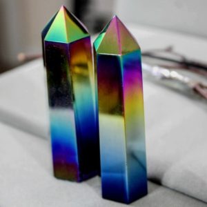 Shop Hematite Stones & Crystals! Rainbow Hematite Crystal Six-Sided Point Wand 7603 | Natural genuine stones & crystals in various shapes & sizes. Buy raw cut, tumbled, or polished gemstones for making jewelry or crystal healing energy vibration raising reiki stones. #crystals #gemstones #crystalhealing #crystalsandgemstones #energyhealing #affiliate #ad