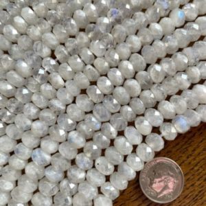 Shop Rainbow Moonstone Rondelle Beads! Faceted 8mm Moonstone Bead Strand – Moonstone Rondelles – Rainbow Moonstone Beads | Natural genuine rondelle Rainbow Moonstone beads for beading and jewelry making.  #jewelry #beads #beadedjewelry #diyjewelry #jewelrymaking #beadstore #beading #affiliate #ad