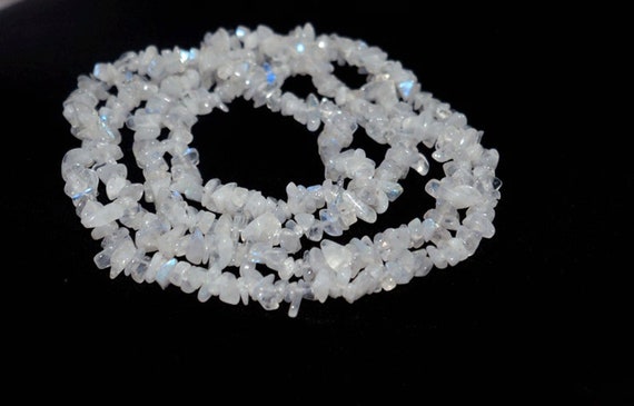 Rainbow Moonstone Beads Necklace, Natural Rainbow Moonstone 3-4mm Smooth Chips Beads Jewelry, Moonstone Beaded Long Jewelry Necklace