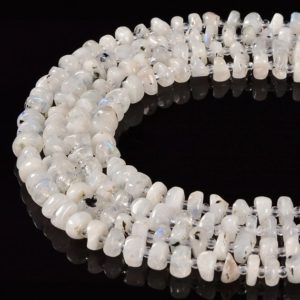 Shop Rainbow Moonstone Beads! White Rainbow Moonstone Pebble Nugget Slice Chips Beads Size 7-8mm 15.5"Strand | Natural genuine beads Rainbow Moonstone beads for beading and jewelry making.  #jewelry #beads #beadedjewelry #diyjewelry #jewelrymaking #beadstore #beading #affiliate #ad