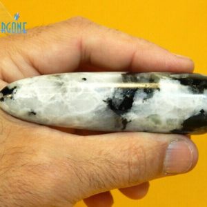 Shop Moonstone Points & Wands! Rainbow Moonstone Crystal Wand, Healing Crystals, Reiki Stone 3.5" 83g (EMRP3) | Natural genuine stones & crystals in various shapes & sizes. Buy raw cut, tumbled, or polished gemstones for making jewelry or crystal healing energy vibration raising reiki stones. #crystals #gemstones #crystalhealing #crystalsandgemstones #energyhealing #affiliate #ad