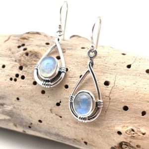 Shop Rainbow Moonstone Earrings! Rainbow Moonstone Earrings // Moonstone Silver Earrings // Rope Teardrop Silver Moonstone // 925 Sterling | Natural genuine Rainbow Moonstone earrings. Buy crystal jewelry, handmade handcrafted artisan jewelry for women.  Unique handmade gift ideas. #jewelry #beadedearrings #beadedjewelry #gift #shopping #handmadejewelry #fashion #style #product #earrings #affiliate #ad
