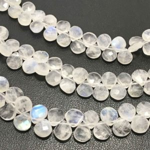 Shop Rainbow Moonstone Faceted Beads! 6.5 – 7 mm Rainbow Moonstone faceted Hearts Gemstone Beads Strand Sale / Semi Precious Beads / Moonstone Faceted Hearts / 7 mm Faceted Beads | Natural genuine faceted Rainbow Moonstone beads for beading and jewelry making.  #jewelry #beads #beadedjewelry #diyjewelry #jewelrymaking #beadstore #beading #affiliate #ad