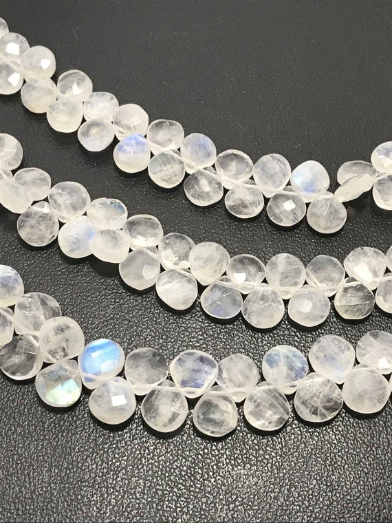 6.5 - 7 Mm Rainbow Moonstone Faceted Hearts Gemstone Beads Strand Sale / Semi Precious Beads / Moonstone Faceted Hearts / 7 Mm Faceted Beads