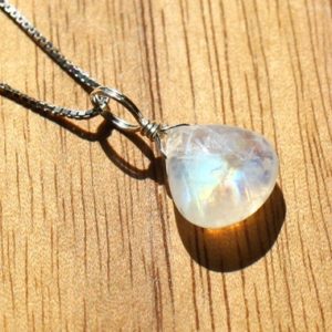 Shop Rainbow Moonstone Jewelry! Rainbow Moonstone Necklace – Blue Moonstone Pendant – Teardrop Moonstone Charm – Small June Birthstone Birthday Gift – Everyday Wear Jewelry | Natural genuine Rainbow Moonstone jewelry. Buy crystal jewelry, handmade handcrafted artisan jewelry for women.  Unique handmade gift ideas. #jewelry #beadedjewelry #beadedjewelry #gift #shopping #handmadejewelry #fashion #style #product #jewelry #affiliate #ad