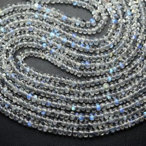 Shop Rainbow Moonstone Rondelle Beads! 13 Inch Strand,Finest Quality,Rainbow Moonstone Smooth Rondelles,Size.3.20mm | Natural genuine rondelle Rainbow Moonstone beads for beading and jewelry making.  #jewelry #beads #beadedjewelry #diyjewelry #jewelrymaking #beadstore #beading #affiliate #ad